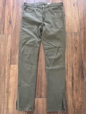 Ag Adriano Goldschmied Mid-rise Cigarette leg w/ slit Olive green Pants Size 29